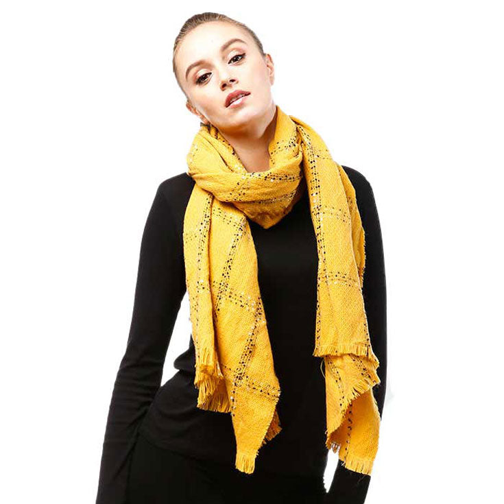 Windowpane Check Oblong Scarf