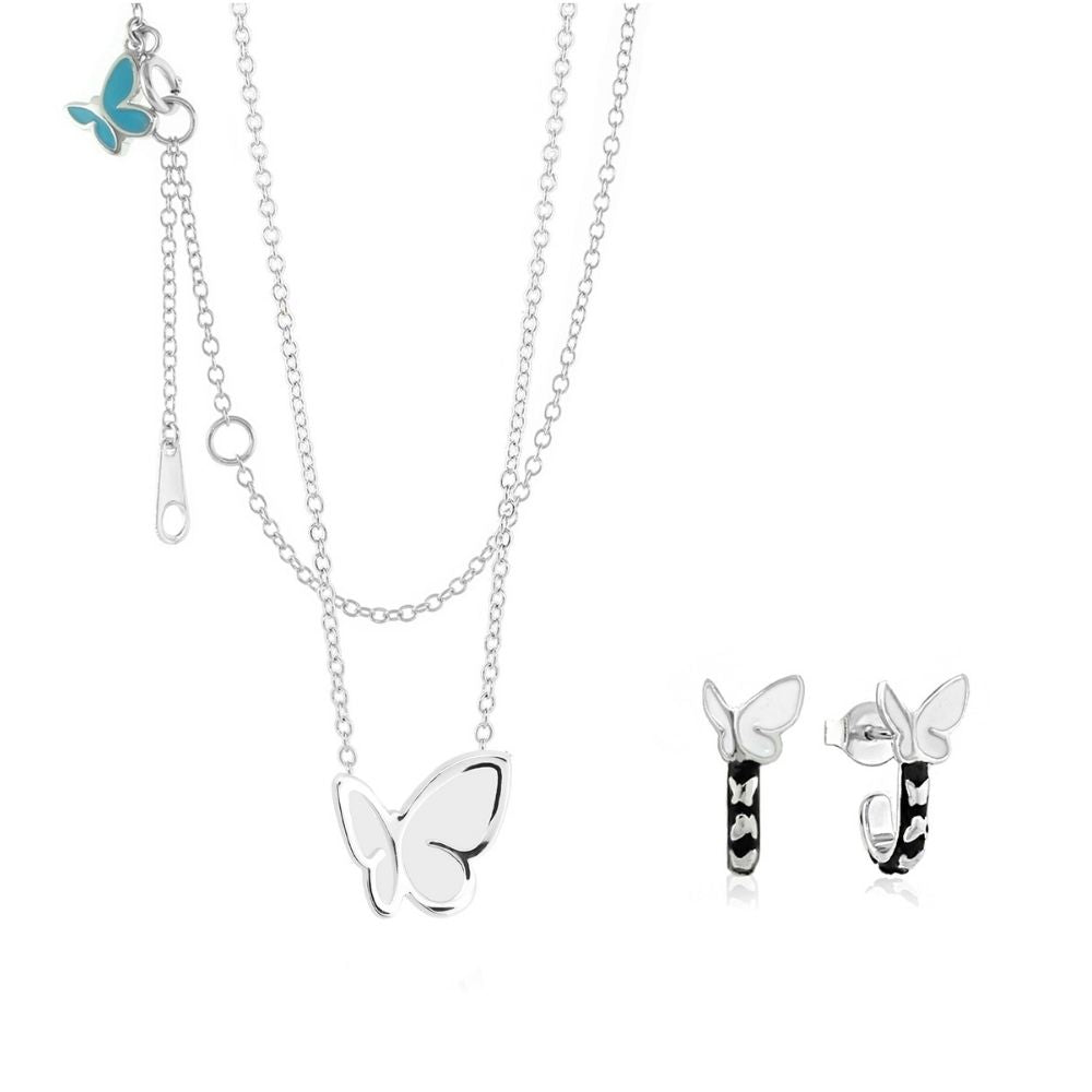 Sydney Leigh Butterfly Necklace & Earrings Set — Huggie Pair
