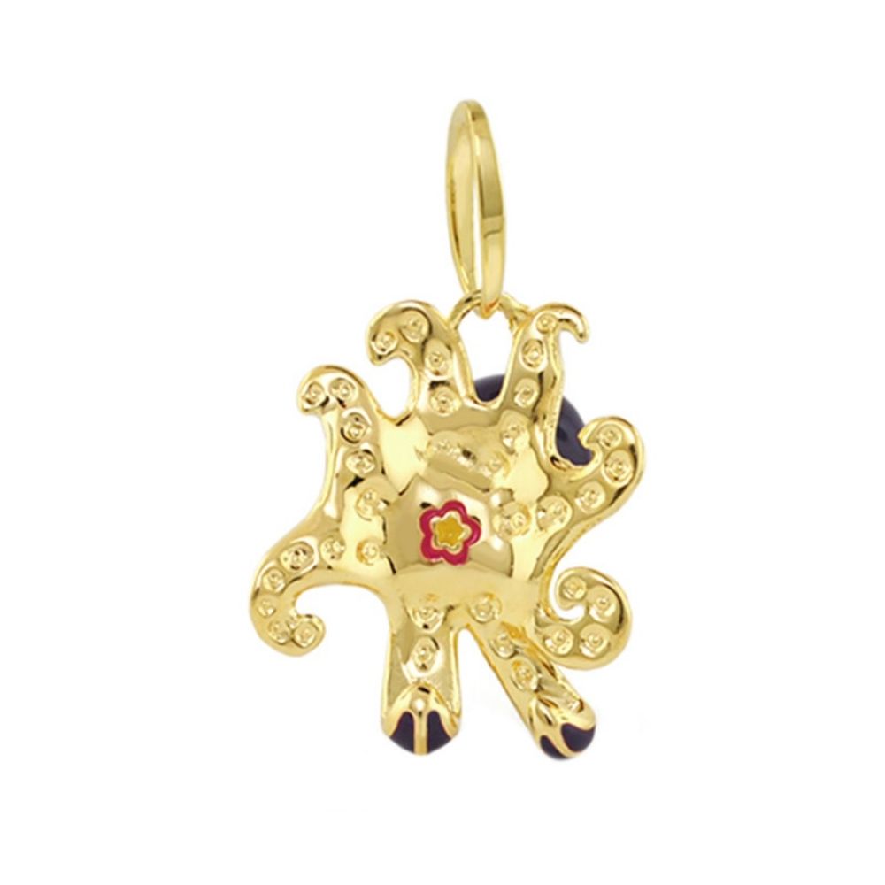 18K Gold Purple Octopus Pendant