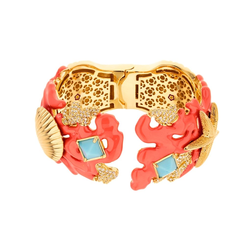 Pretty Little Things Coral Bangle — Shell & Starfish Cuff