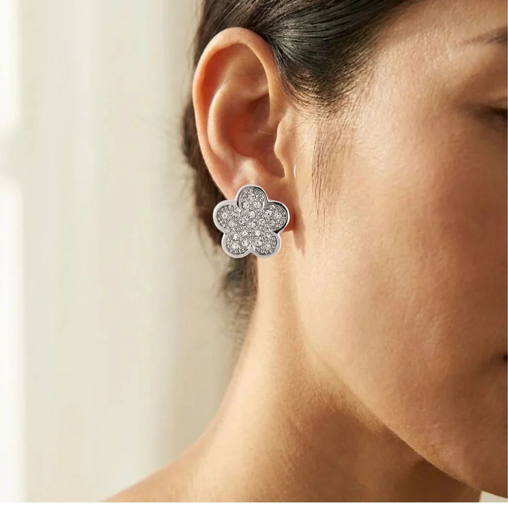 Daisy Love Earrings — Pavé Flower