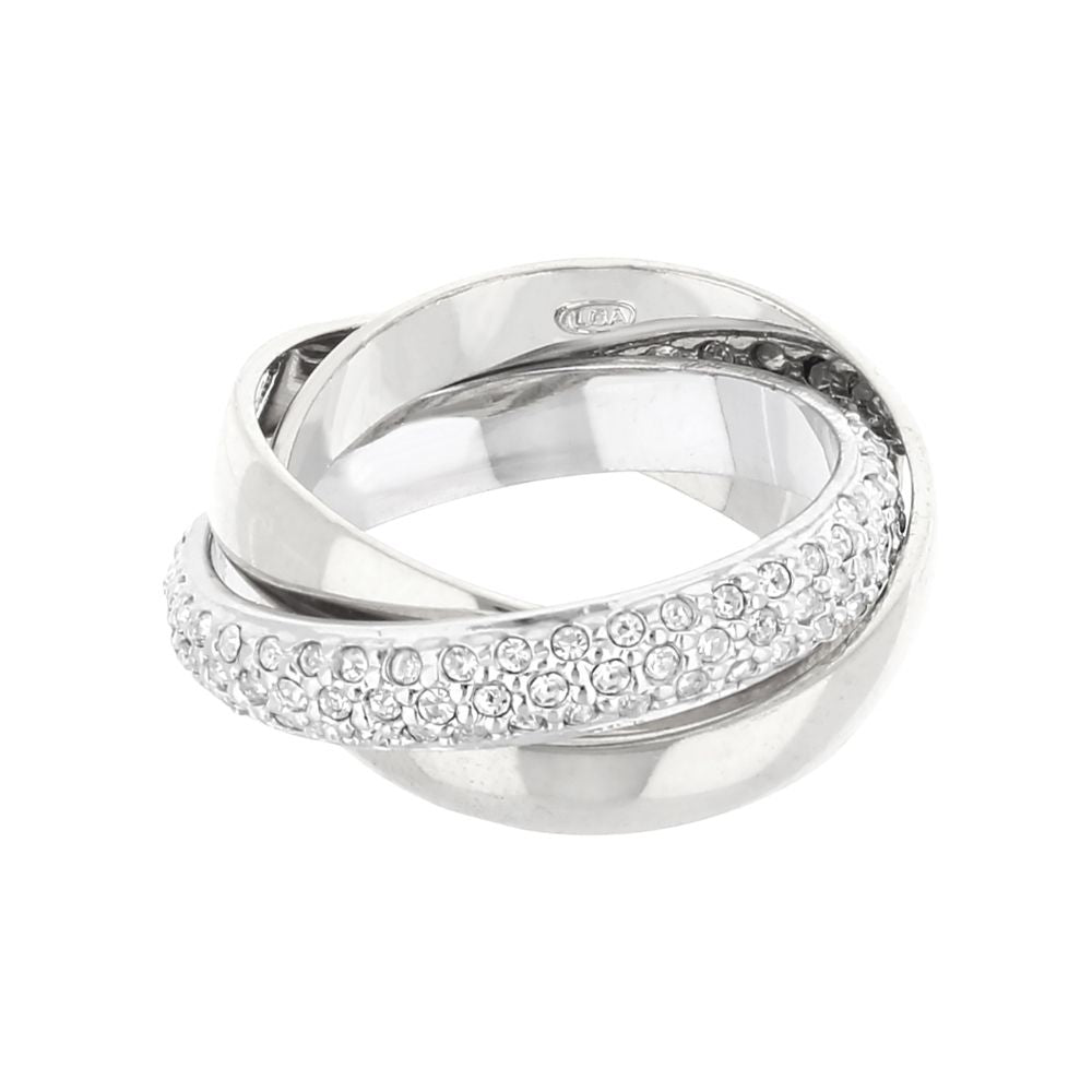 Glamour Pave Stackable Ring — Pavé & Polished Roll