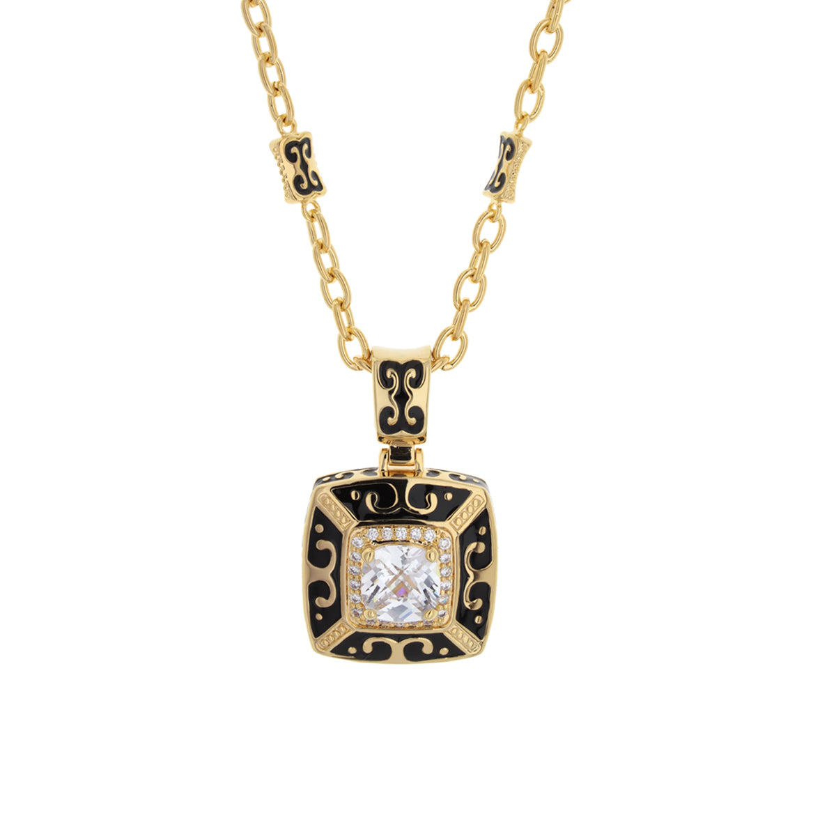 Enamel Engagement — Framed Crystal Pendant