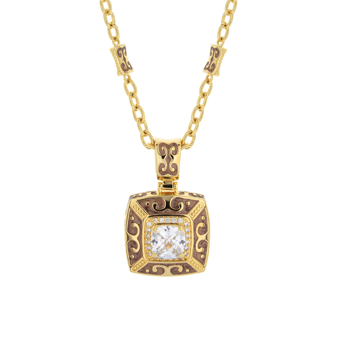 Enamel Engagement — Framed Crystal Pendant