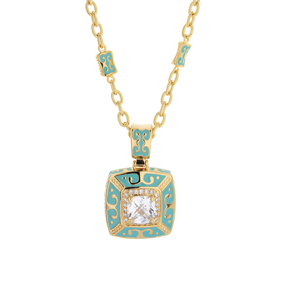 Enamel Engagement — Framed Crystal Pendant
