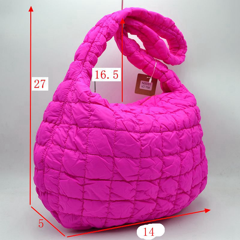 Quilted Puffer Hobo Shoulder Bag with Matching Padded Strap