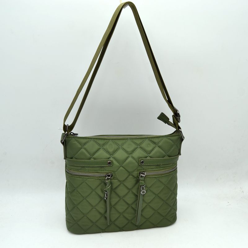 Classic Quilted Nylon Crossbody Bag with Multi-Zipper Pockets