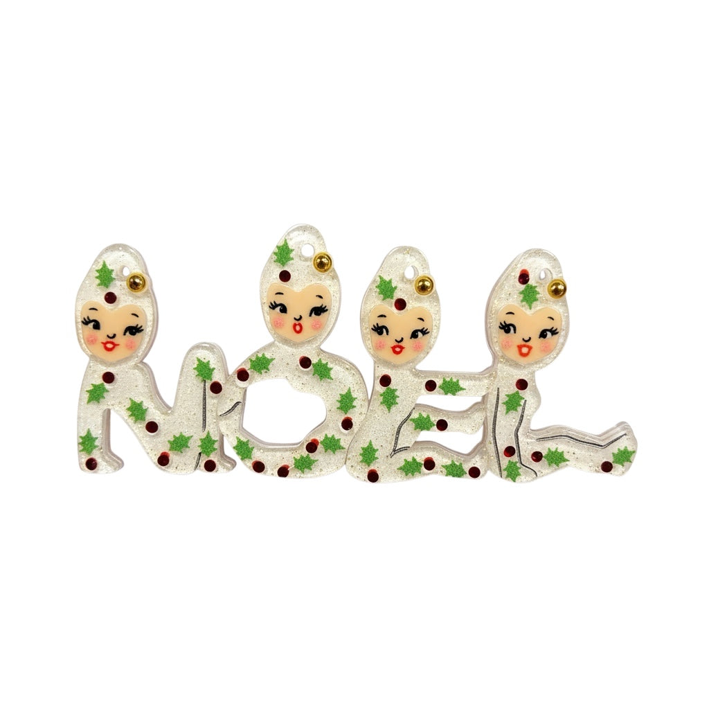 Playful Pixies NOEL Brooch by 50's Vintage Dame x Lipstick & Chrome — Retro Christmas Elf Pin