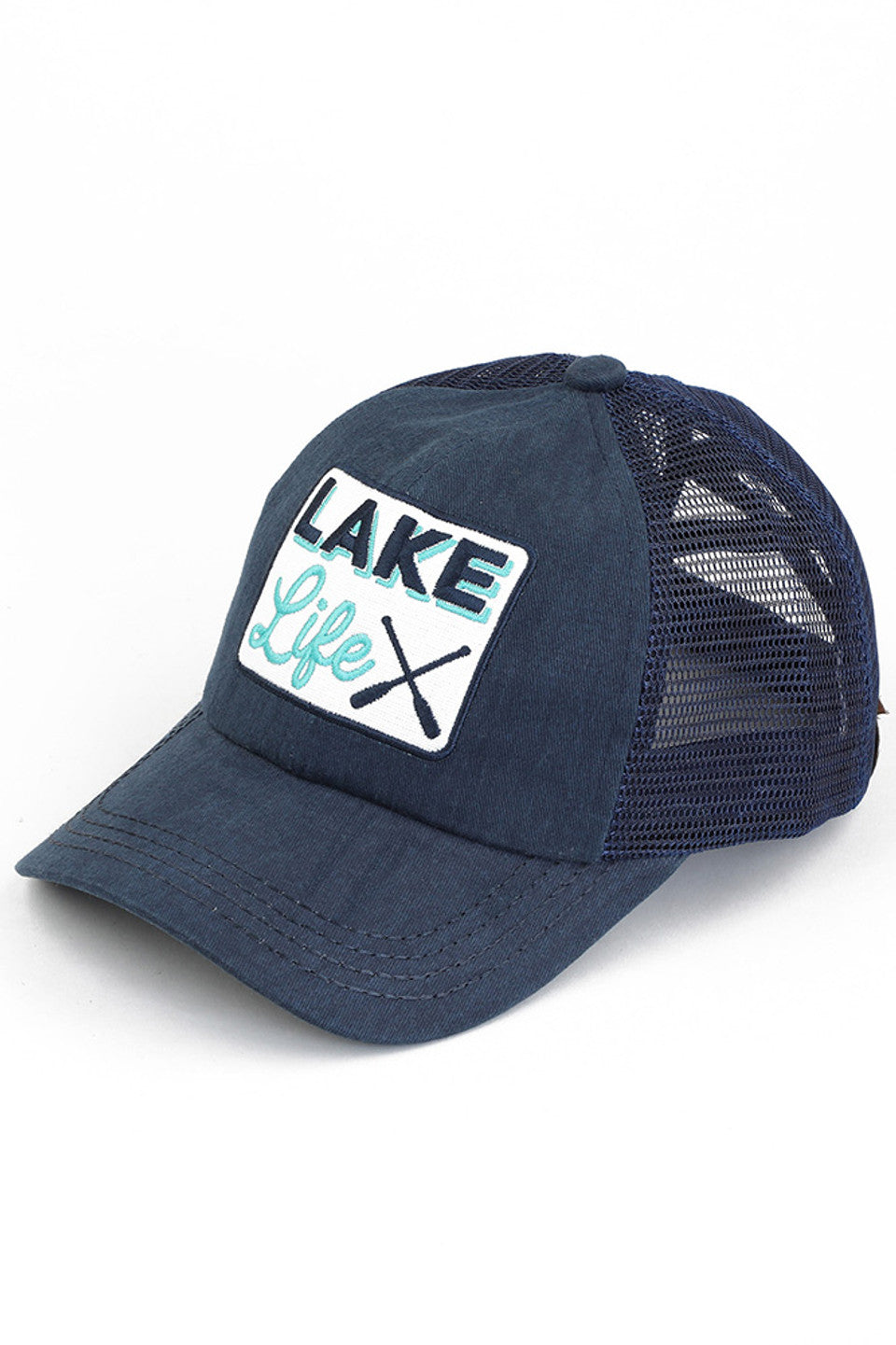 C.C Women's Lake Life Patch Criss-Cross Ponytail Cap