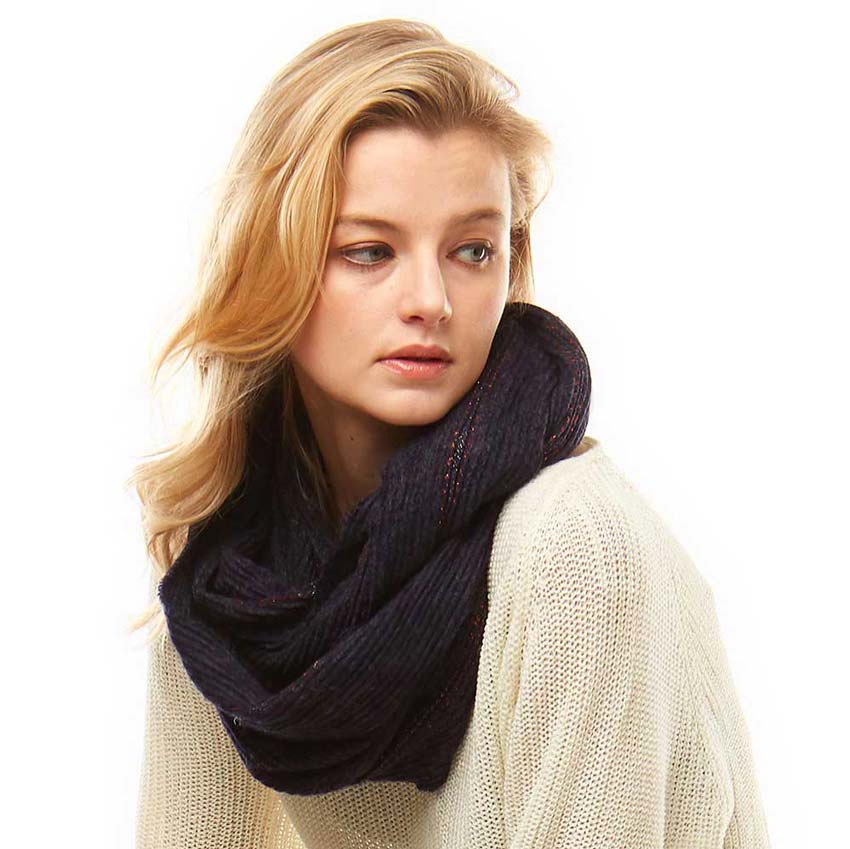 Stripe Textured Boucle Infinity Scarf
