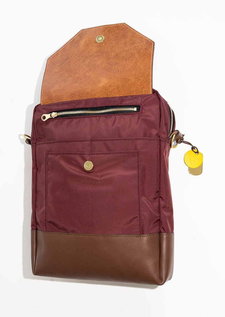 Corbin | Wine Nylon + Brown Leather
