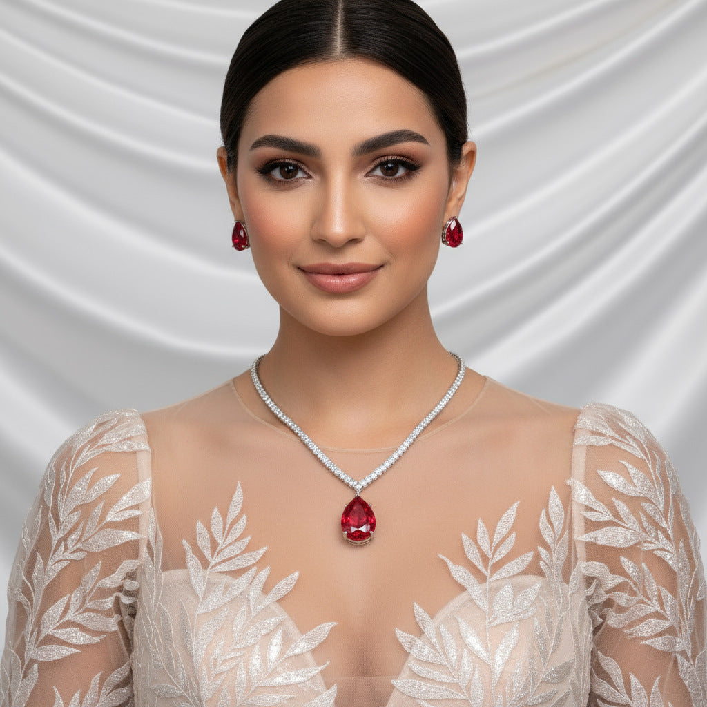 Style Love Heart Suite Water Drops Jewelry Set