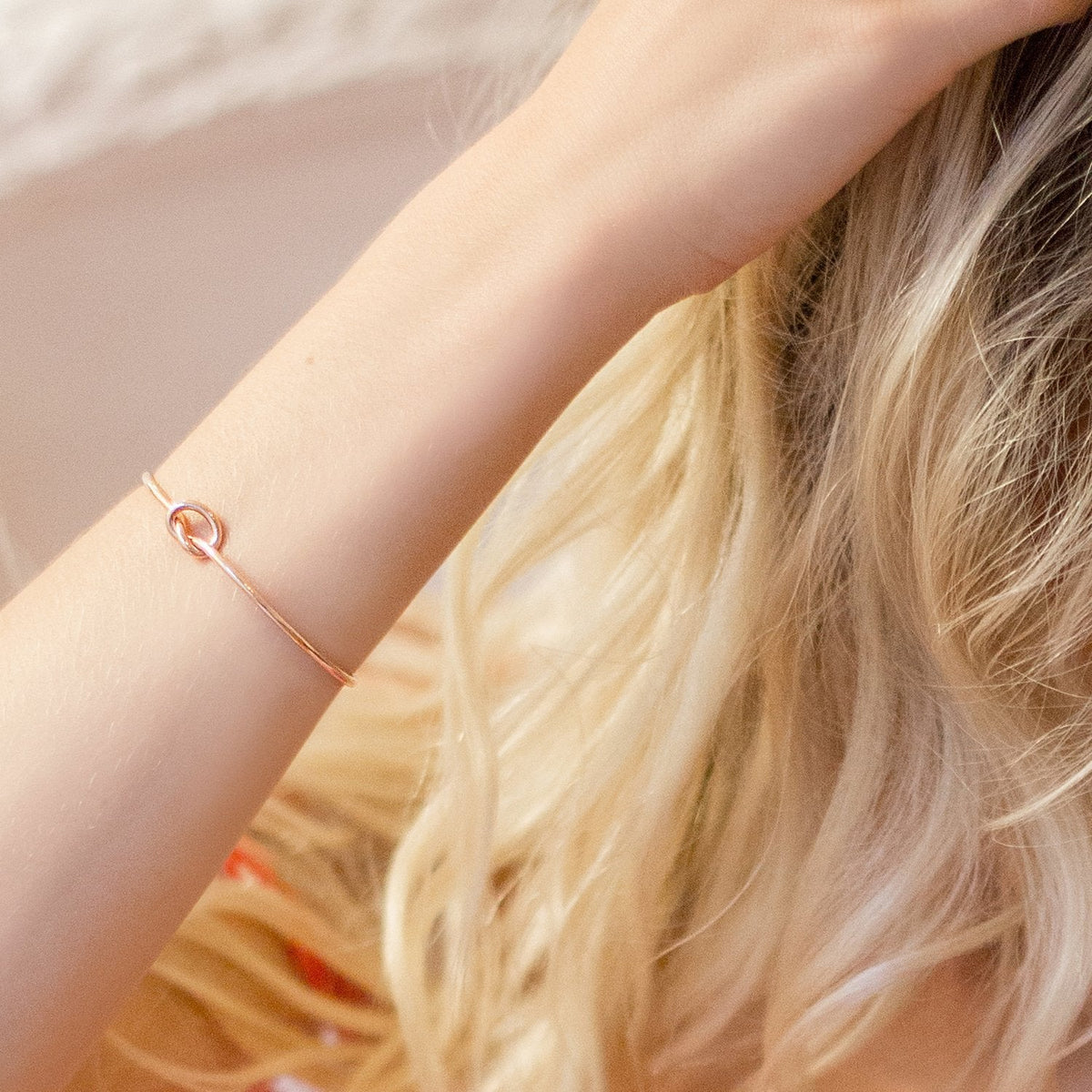 Simple Heart Cross Open Mouth Rose Gold Bracelet
