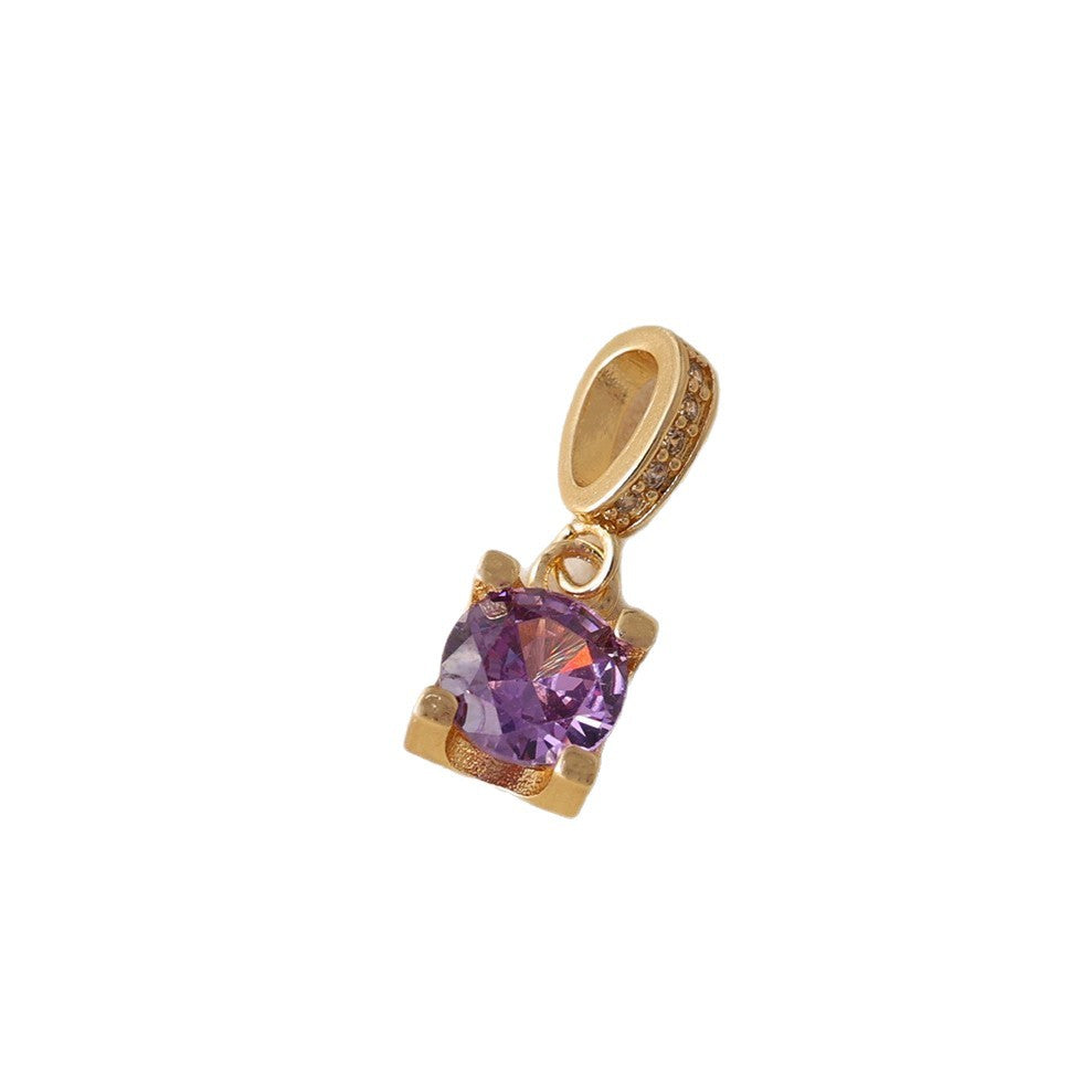 Gold-plated Inlaid Square Imitation Amethyst Simple Pendant