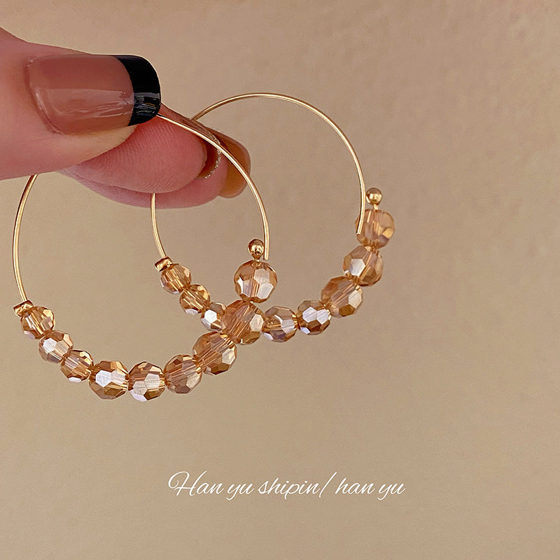 Sier Needle Exaggerated Geometric Metal Simple High-grade Love Big Rings