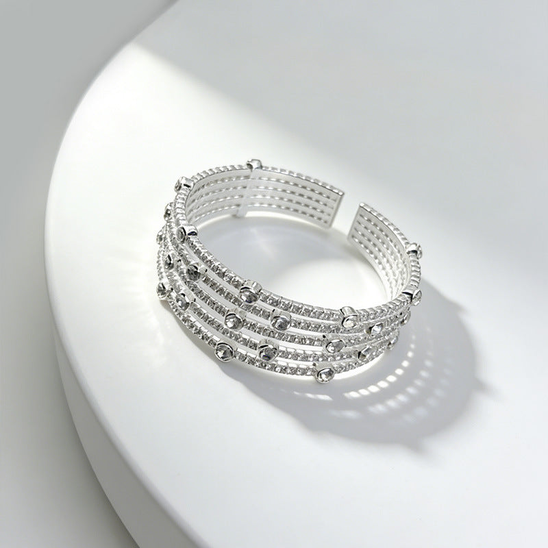 Opening Full Diamond Steel Wire Elastic Bracelet