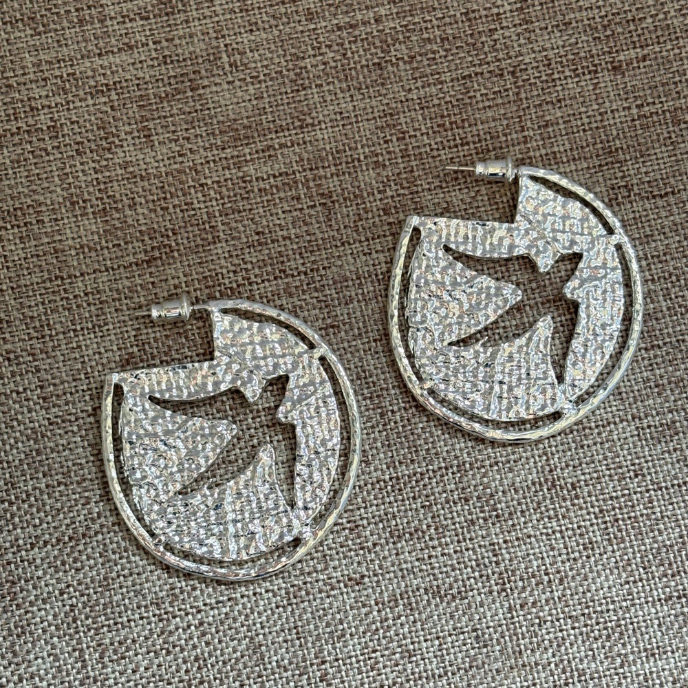 Hollow Flying Bird Round Rope Weaving Chinese Earrings