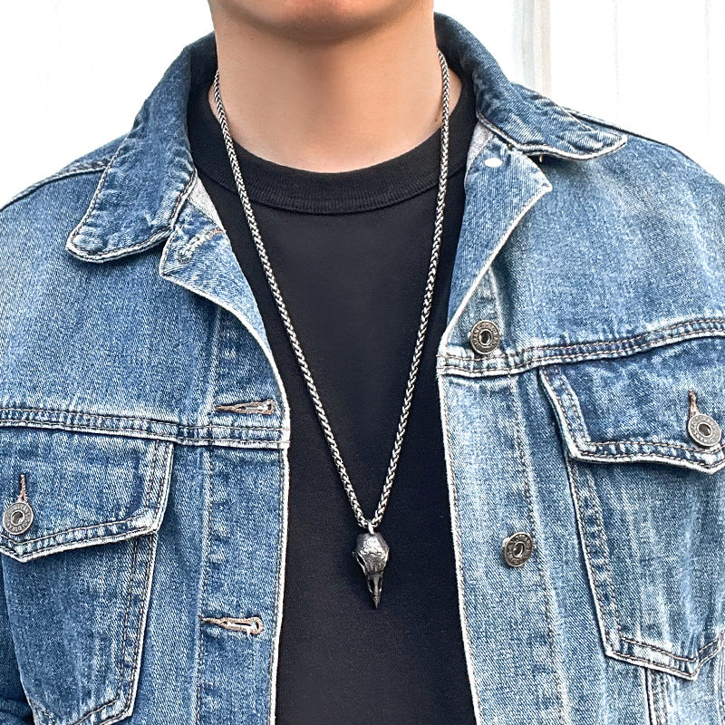 Men's Personalized Hipster Retro Easy Matching Thai Sier Sweater Chain Hip Pendant