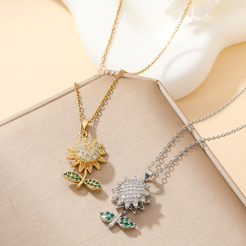 Zircon Flower Minority Fashion Design Temperament Necklace