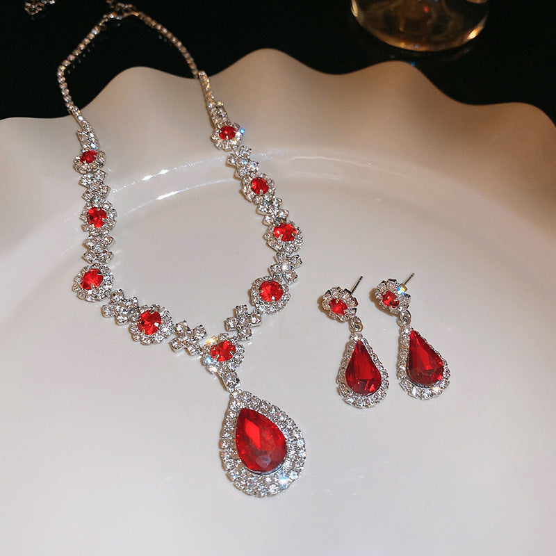 Sier Needle Flower Ear Retro Easy Matching Sweater Chain Exquisite Jewelry Set