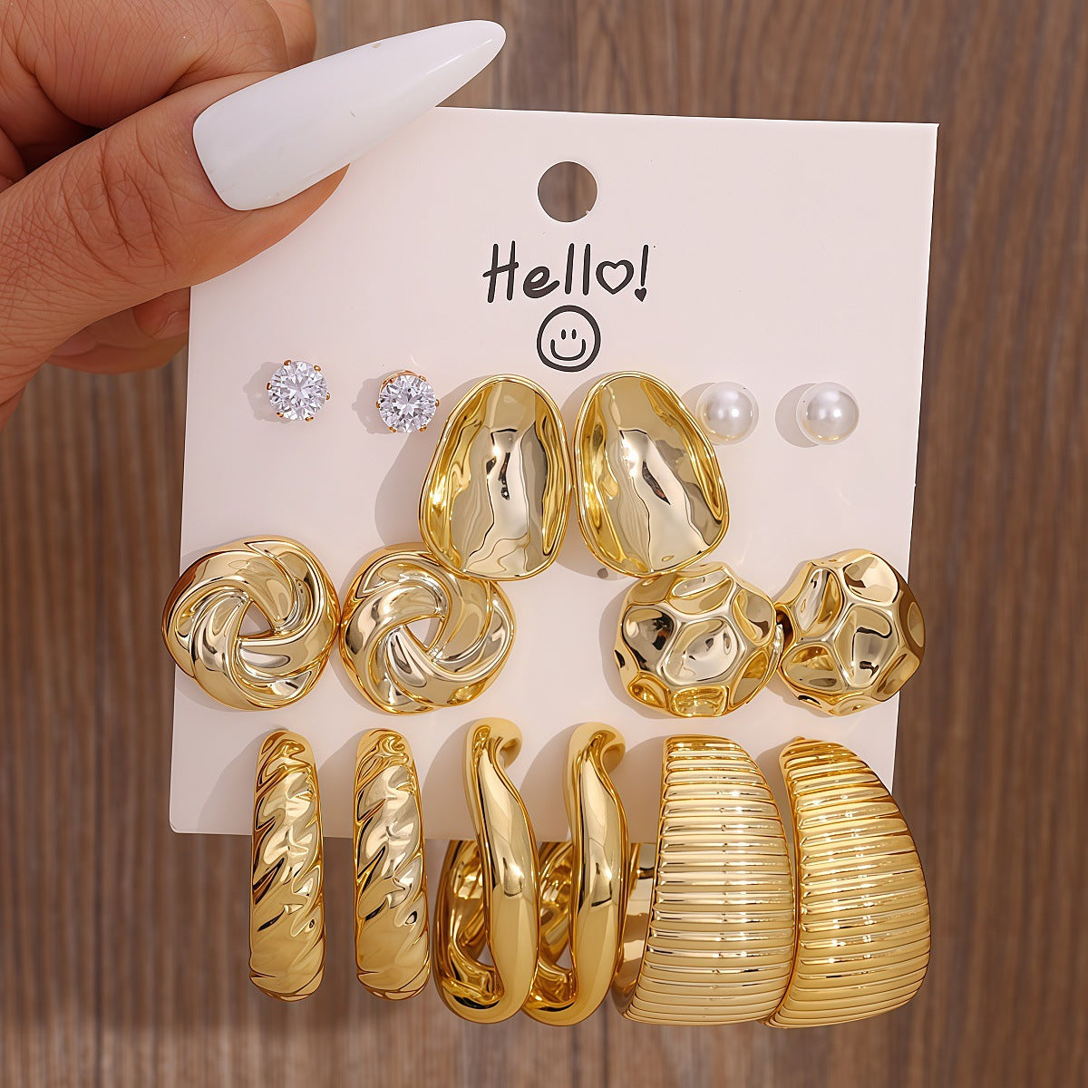 Pairs Storage Combination Versatile Geometric Frosty Earrings