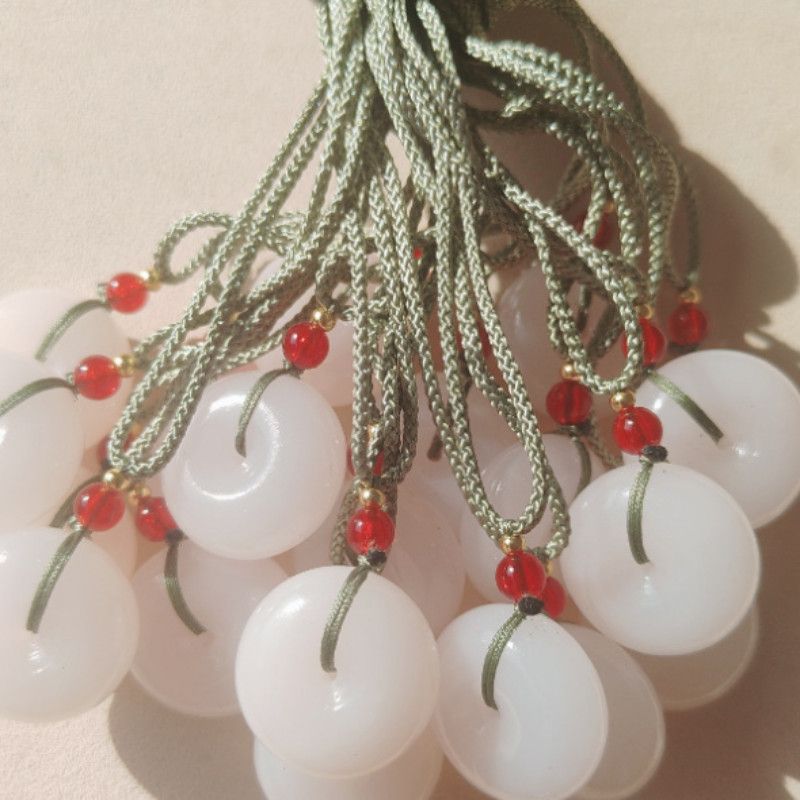 Natural White Jade Safety Buckle Live Pendants