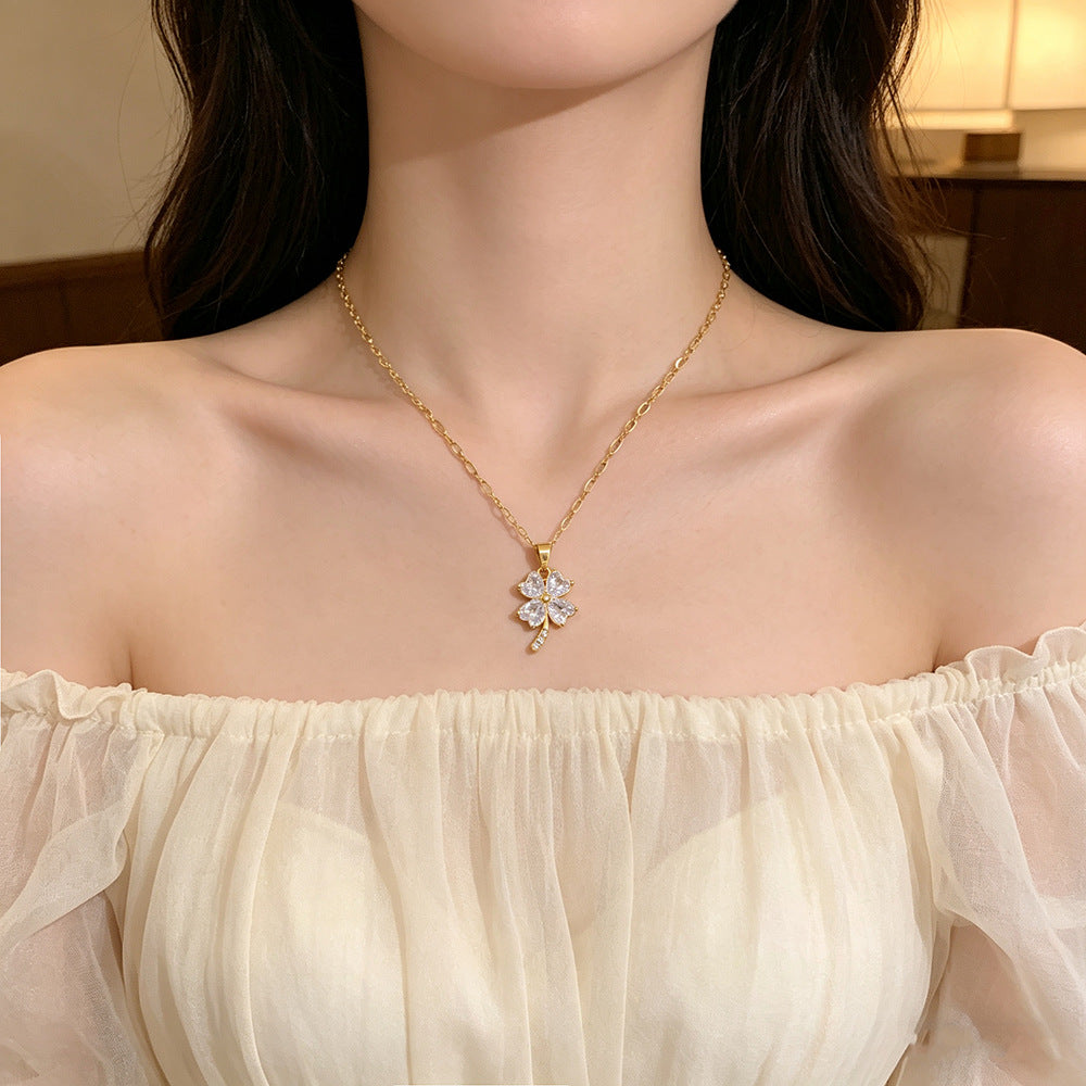 Women's Korean Creative Four-leaf Clover Titanium Steel Necklace