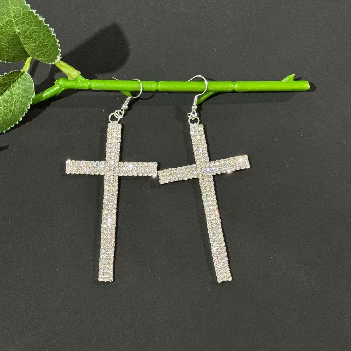 Women's Full Diamond Rhinestone Creative Drop Personalized Hip Hop Earrings