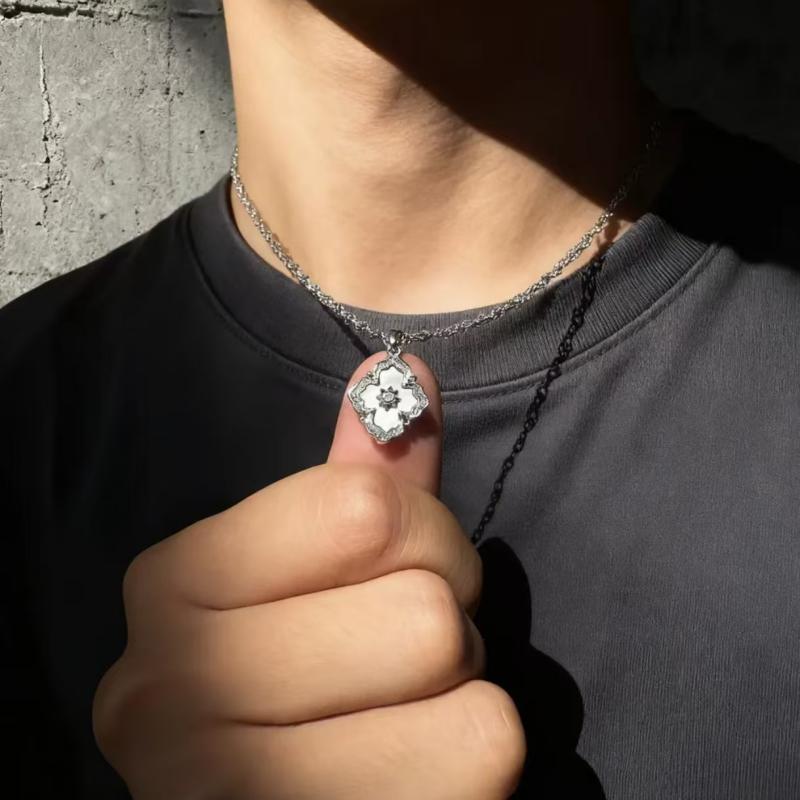 Shell Four-leaf Flower Diamond Clover French Pendants