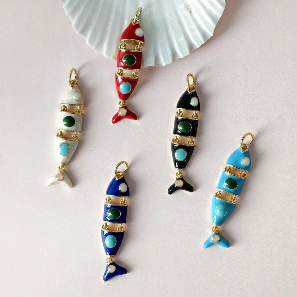 Color Enamel Fish Copper Drop Oil Pendant