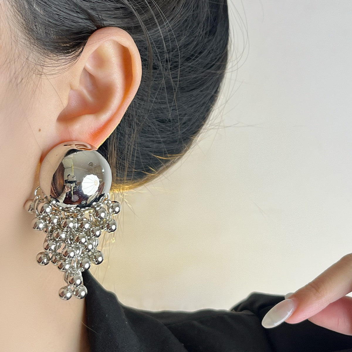 Sense Metal Ball Tassel Beaded Trendy Earrings