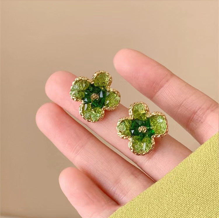 Women's Gradient Zircon Jasmine Flower For Niche Design Simple Fashion Earrings