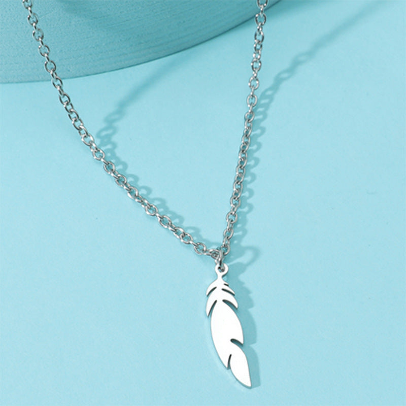 Men's Compass Feather Strip Appetizer Titanium Steel Pendant