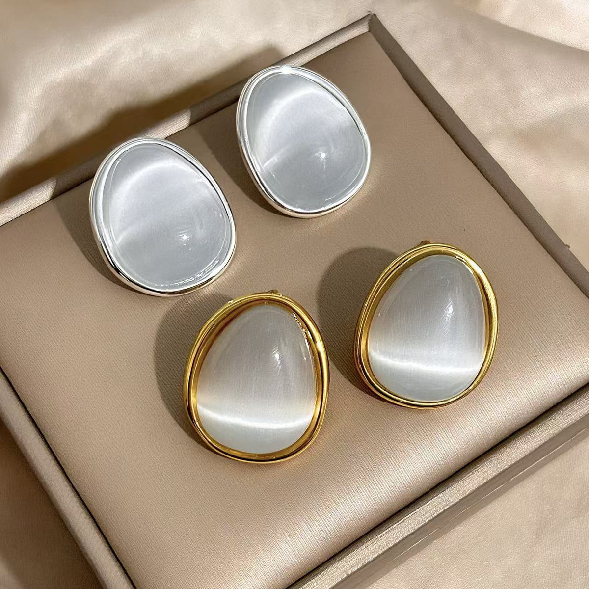 Elegant Ear Opal Oval Drop-shaped Daily Rings