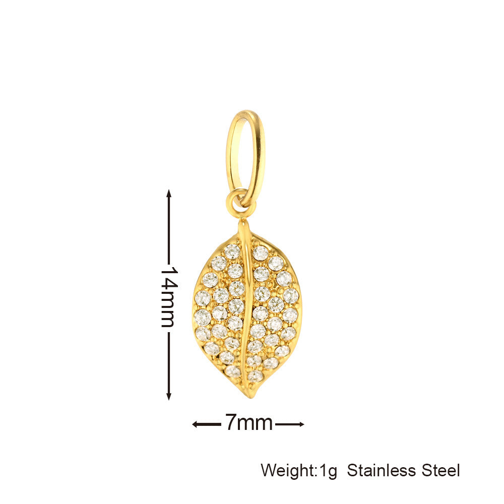 Inlaid Zircon Stainless Steel Gold-plated Cross Pendant