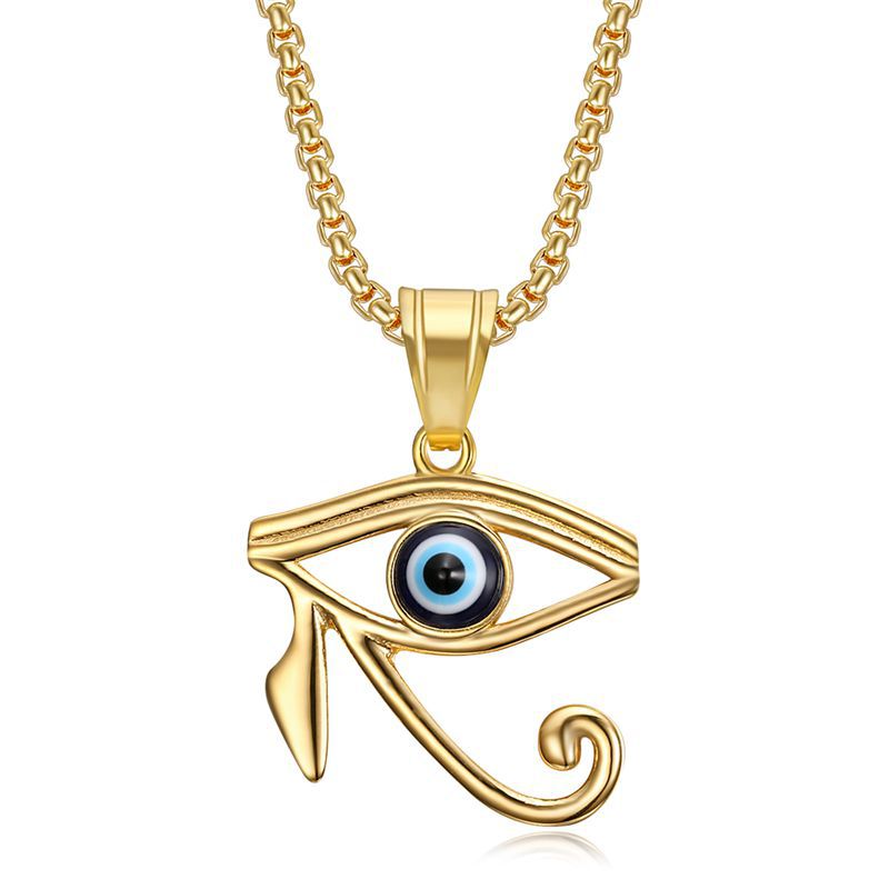 Horus Titanium Steel Gold Plated Turkey Blue Pendants