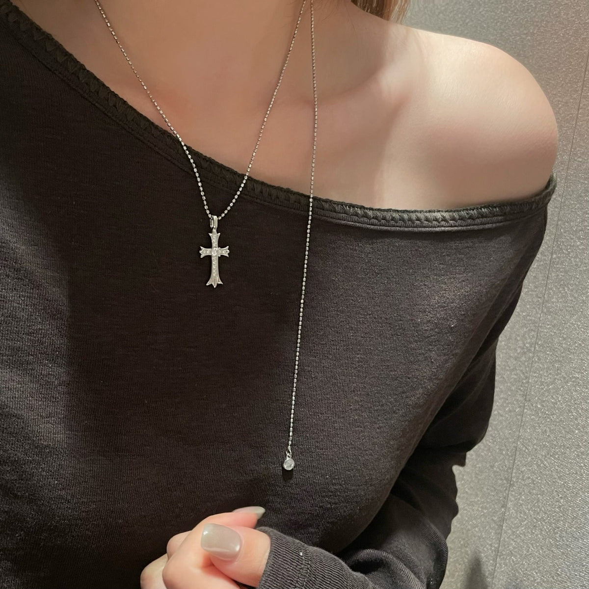 Sterling Sier Universal Buckle Purple Cross Jeweled Personality Retro Pendants
