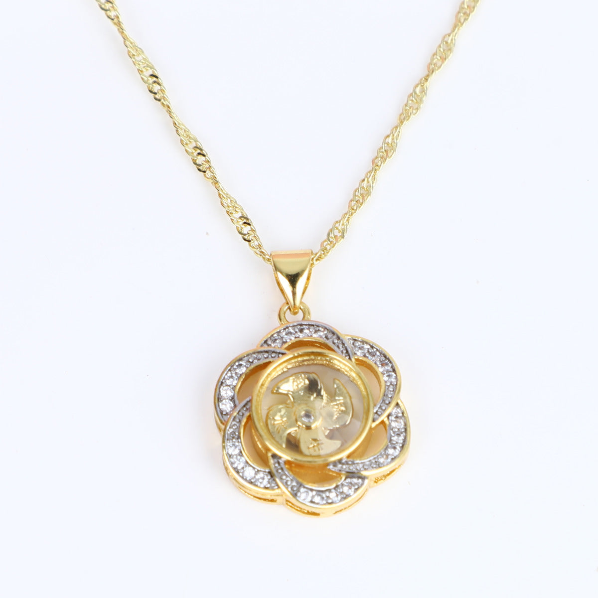 Women's Philippines Plum Blossom Full Diamond Windmill Pendant
