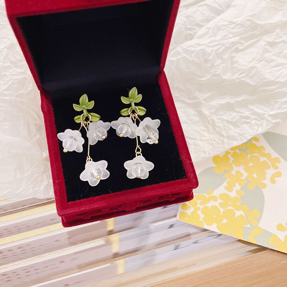 Sweet Design Green Paint Flower Tassel Pastoral Style Female Summer Earrings