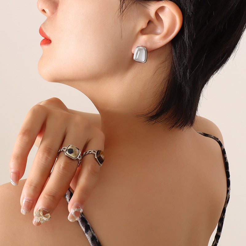 Women's Exaggerated Colorful Opal Design Fashion Titanium Jewelry Set