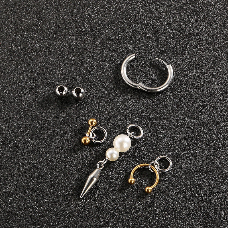 Pearl Tapered Gold Sier Color Niche Earrings