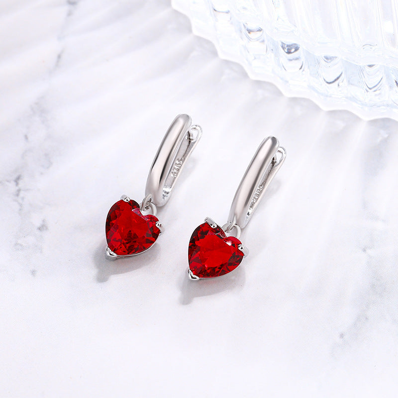 Elegant Heart Zircon Heart-shaped Tassel Long Earrings