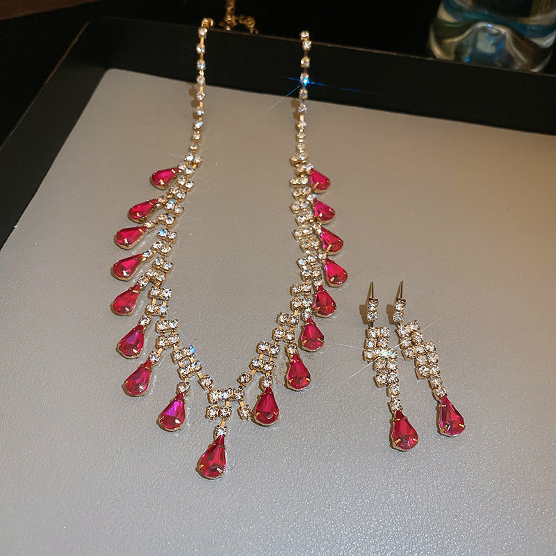 Women's Style Geometric Water Drop Fashion Short Light Jewelry Set