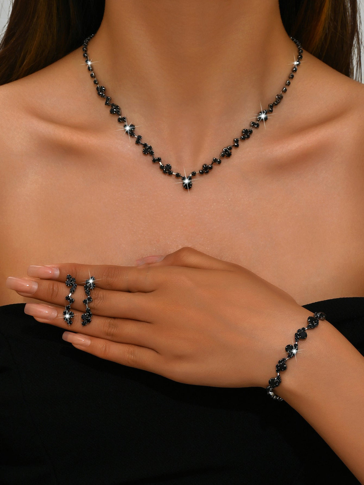 Casual Ear Three-piece Rose Gold Supply Jewelry Set