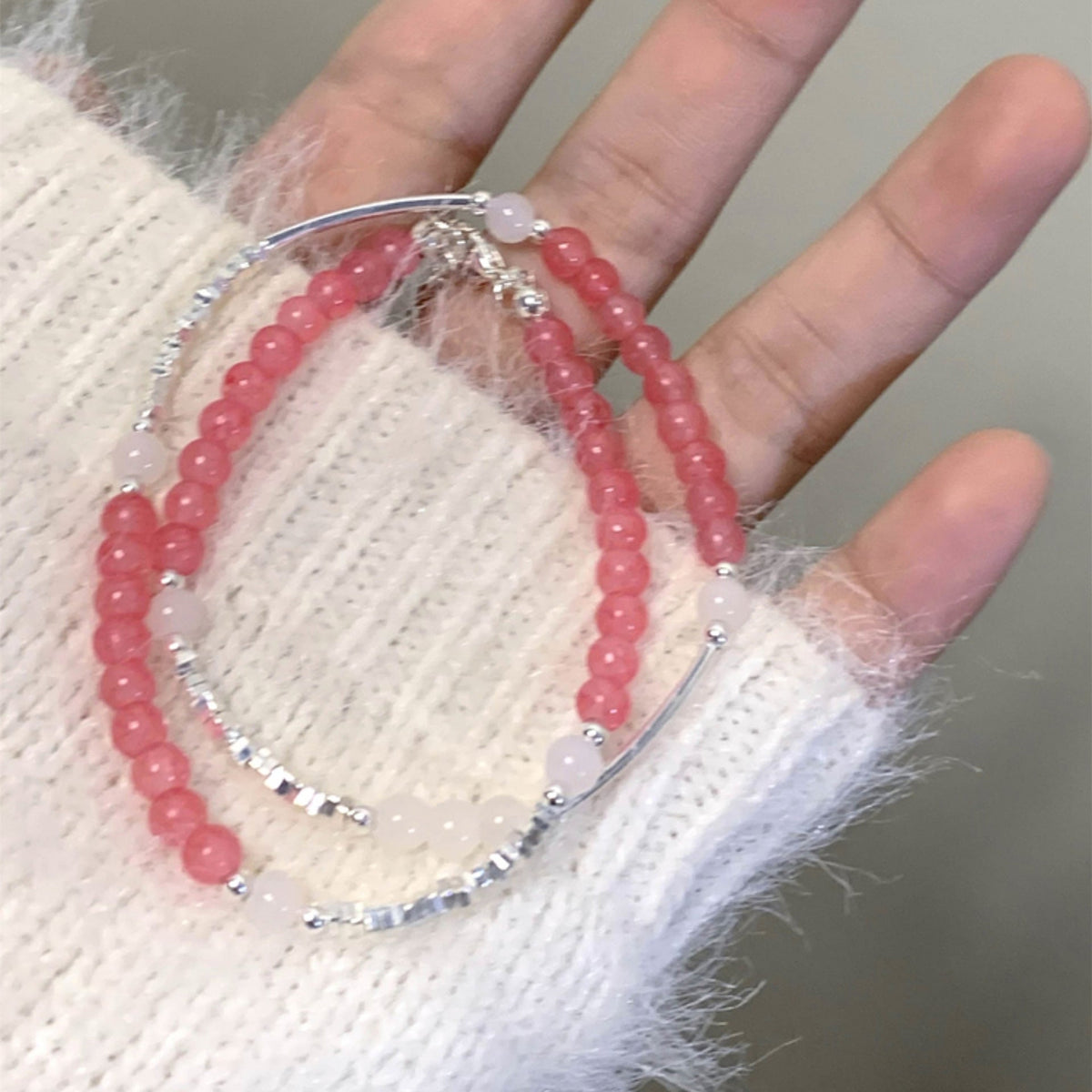 Pink Peach Blossom Crystal Niche High-grade Bracelets