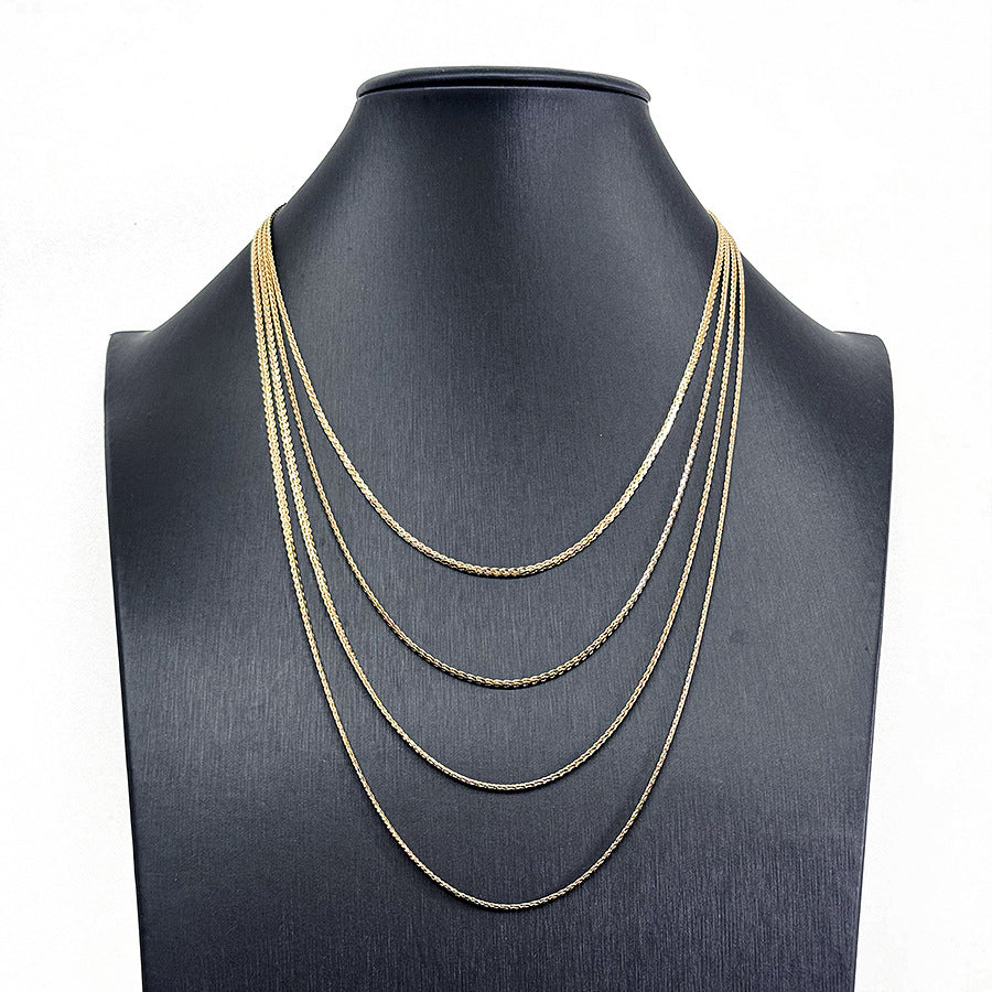 Sterling Sier Handmade Wheat Chain Female Twin Necklaces