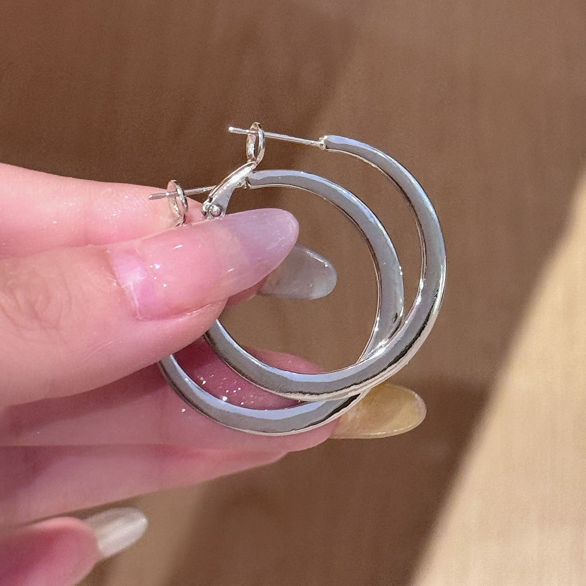 Trendy Elegant Circle Fashion Sier Cold Earrings