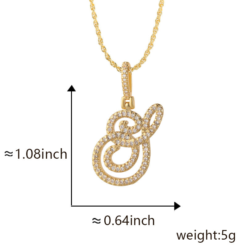Hop Flower Body Grass English Letter Niche Style Inlaid Zircon Pendants
