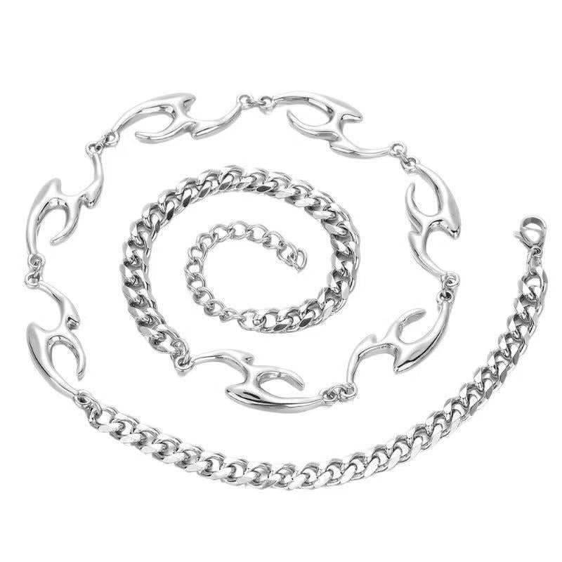 Women's & Men's Texture Hip Hop Design High Sense Clavicle Chain Necklaces