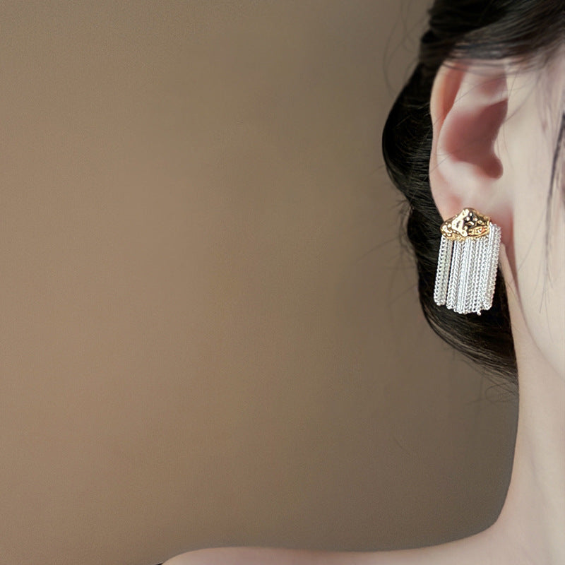 Women's Metal Tassel Eardrops Unique Niche Design Premium Stud Earrings
